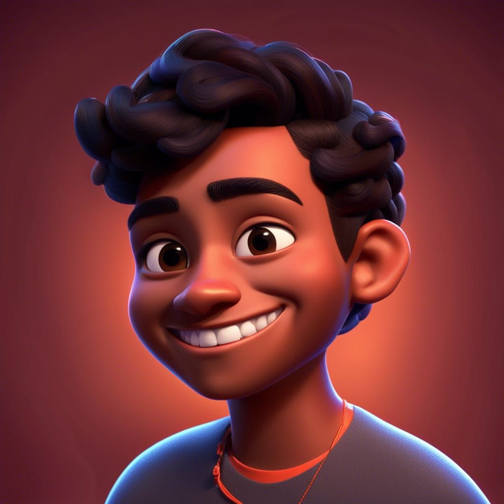Young Latino Smiling Portrait in 3D Digital Art