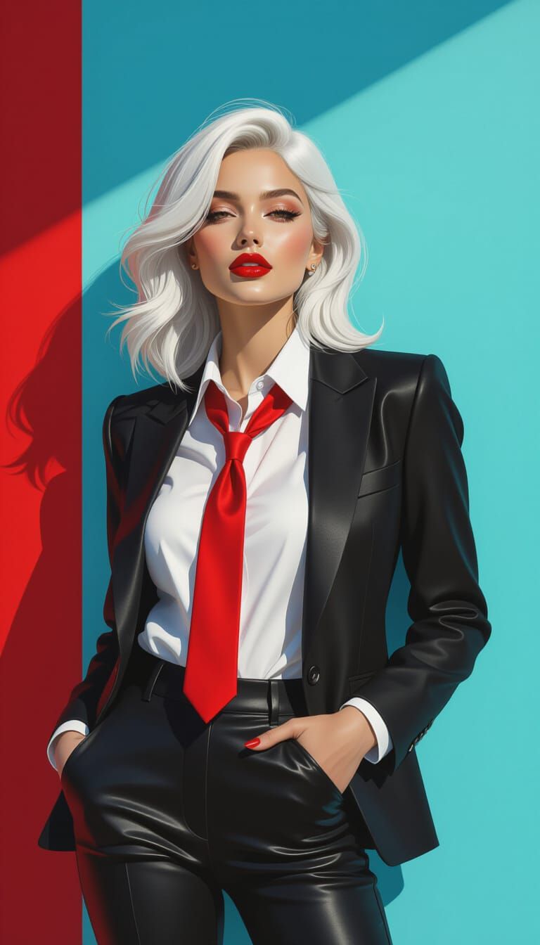 Hyperrealistic Fashion Portrait of Confident Woman