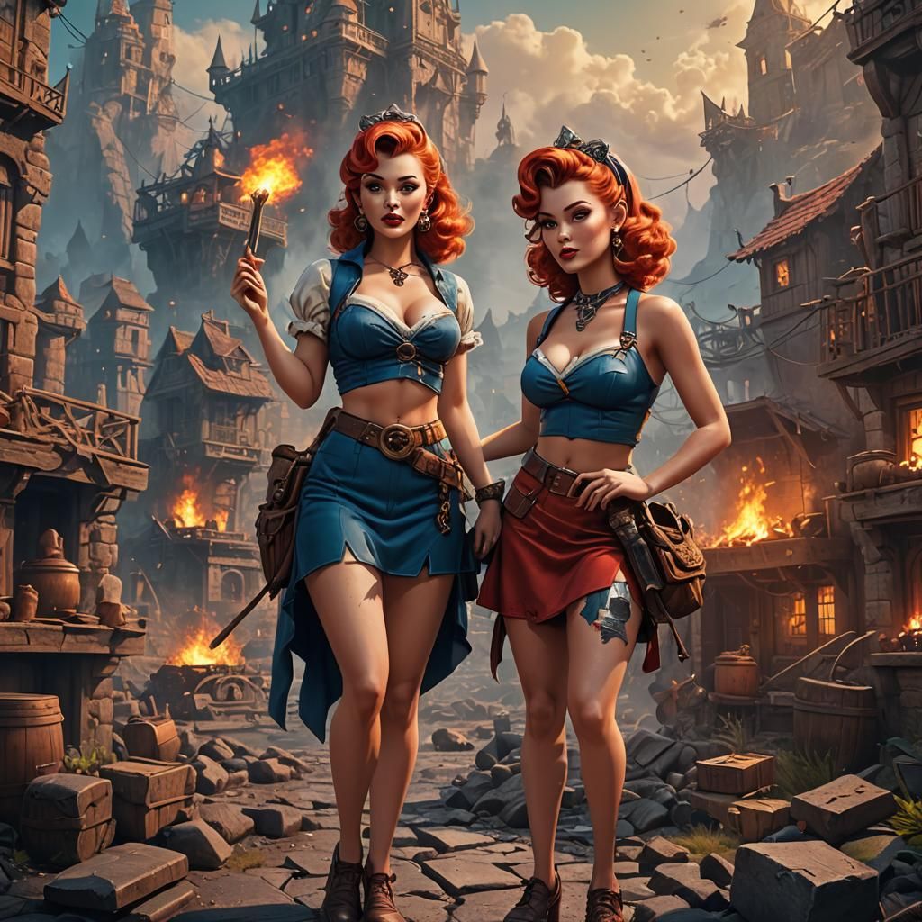 Fantastical Pin-Up in Detailed Matte Painting Style
