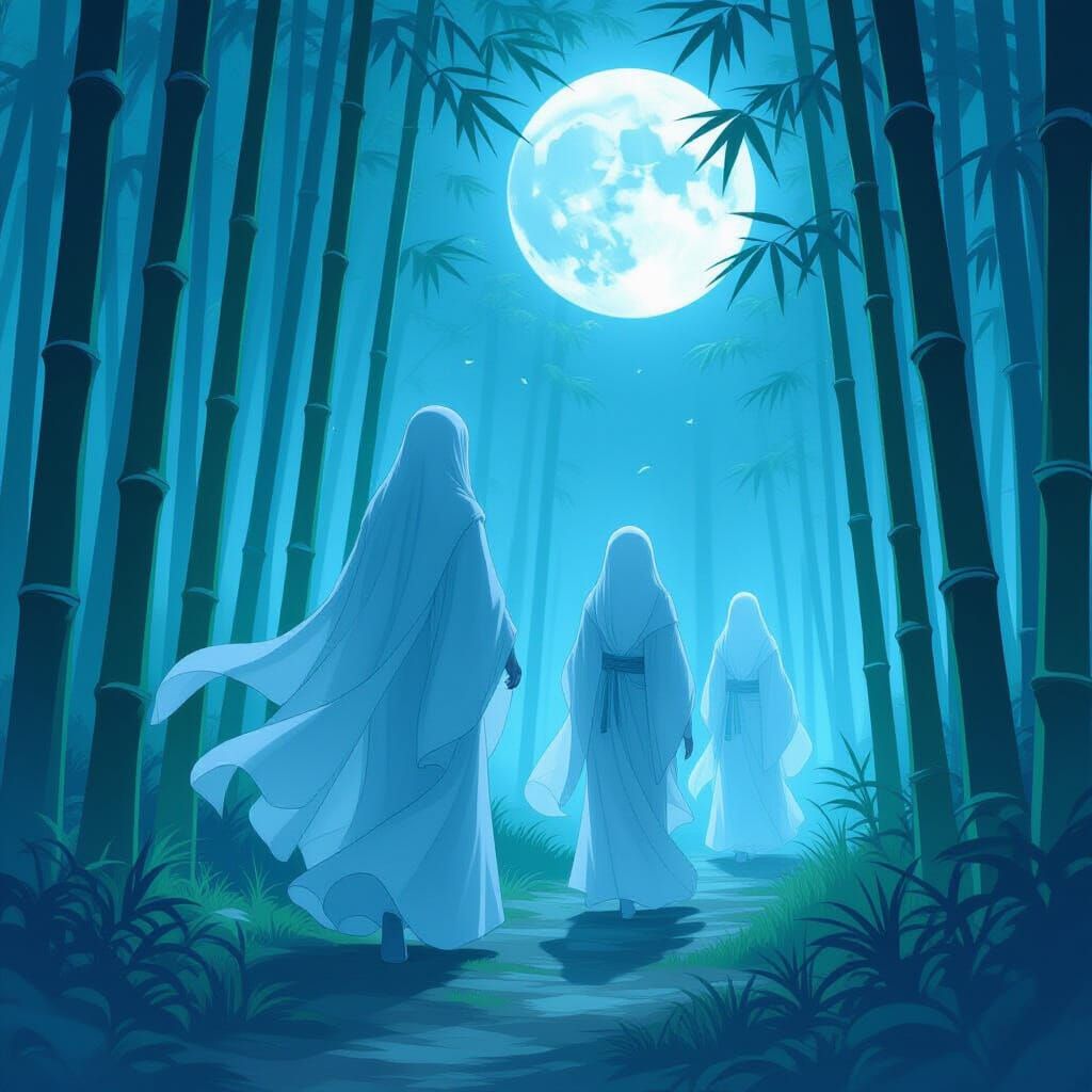 Ethereal Chinese Ghosts in Anime Art Style