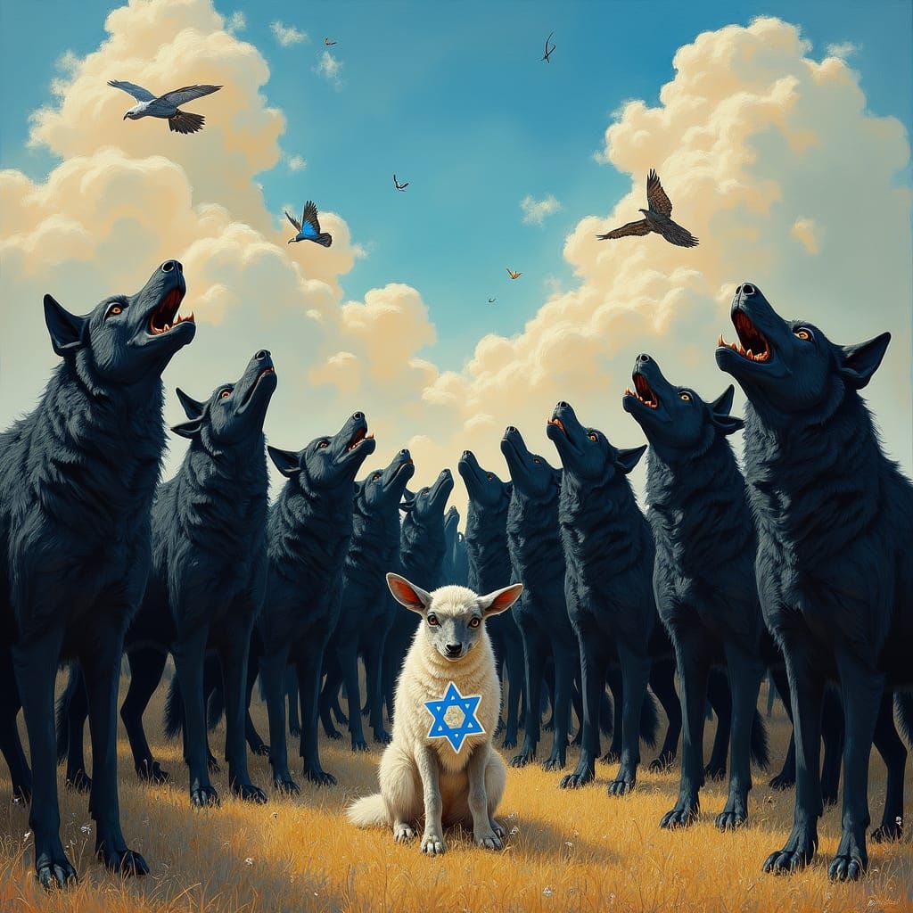 Lamb Among Wolves: An Impressionist Dreamscape