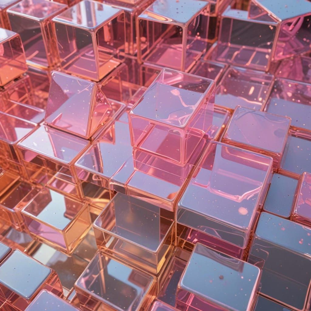 Abstract Candy Field with Mirrored Cubes