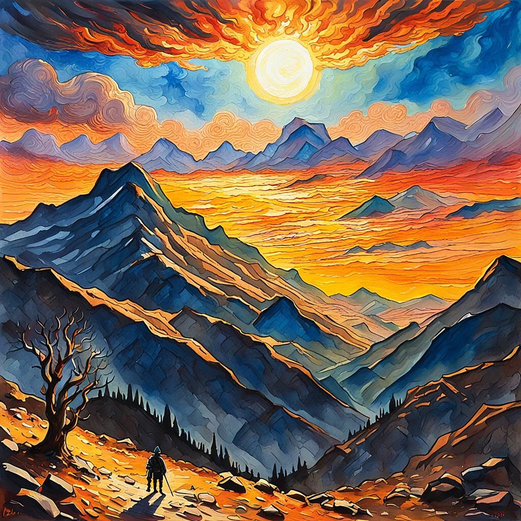 Baldur Backlit in Smoky, Gouache-Style Impressionist Scene