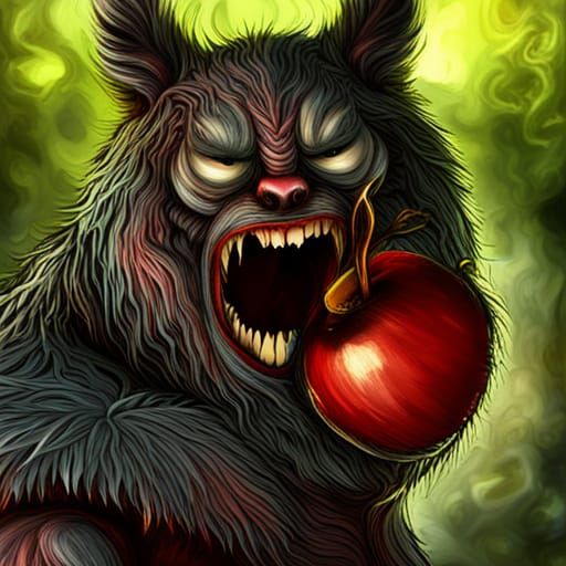 Hyperrealistic Japanese Demon Bear with Fangs