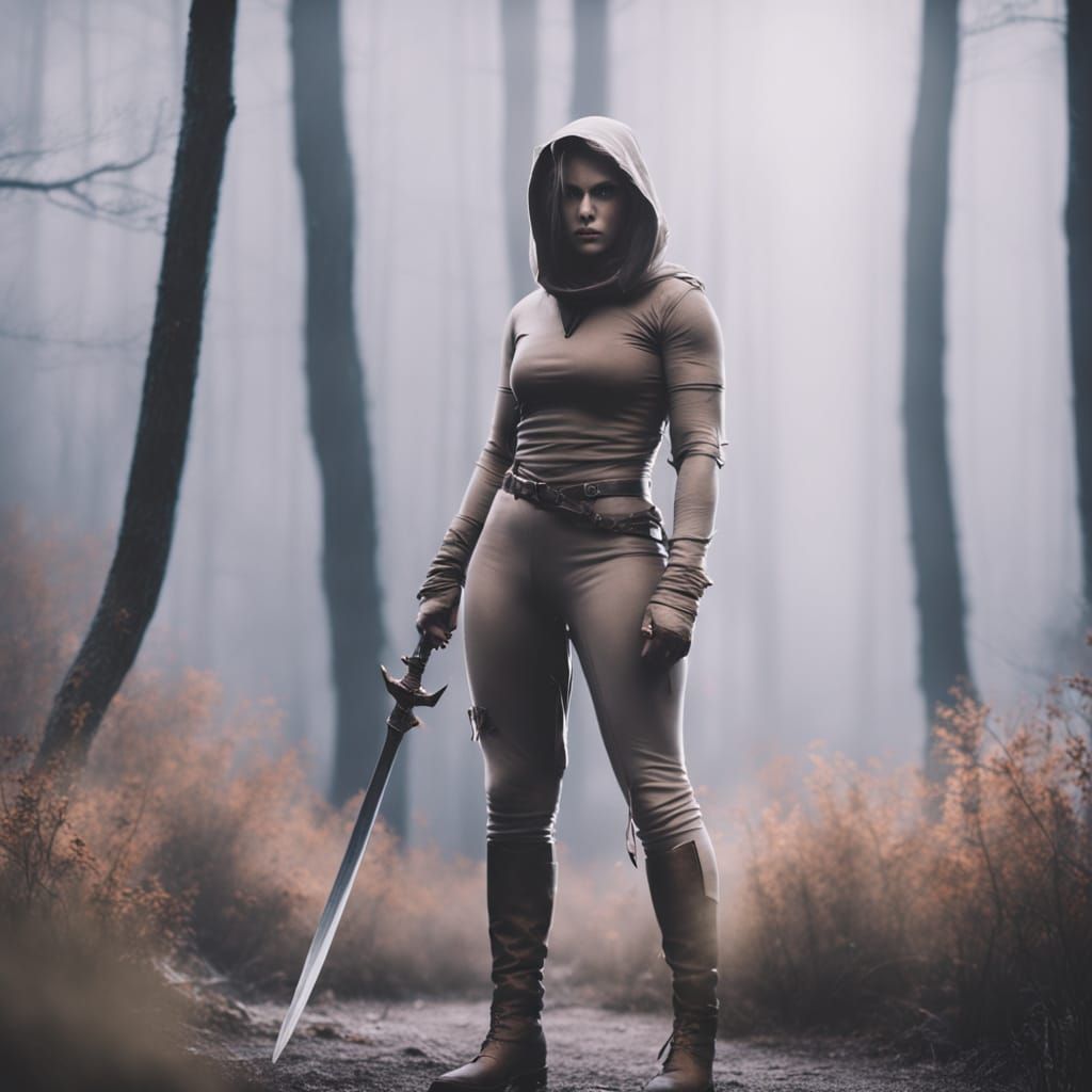 Epic Fantasy Warrior in Golden Haze