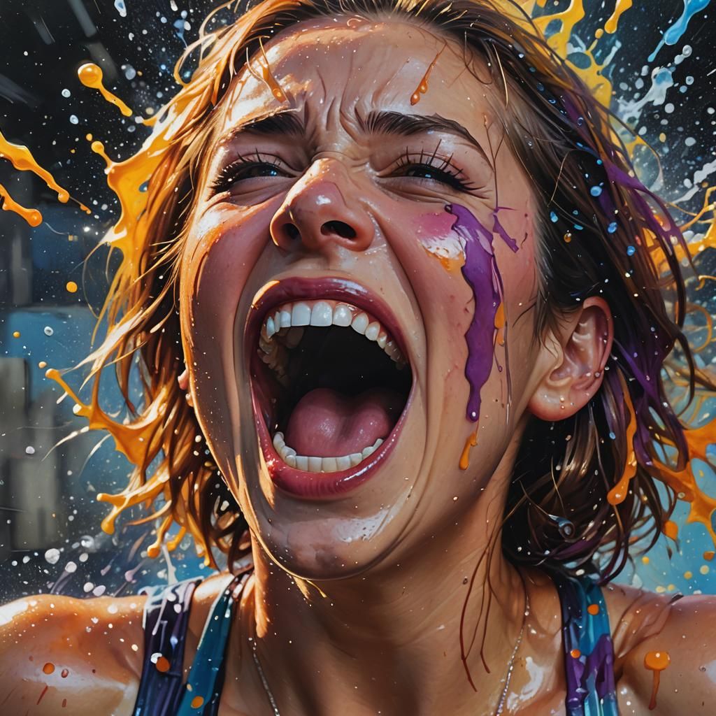 Dramatic Splash Art: Woman's Scream of Light