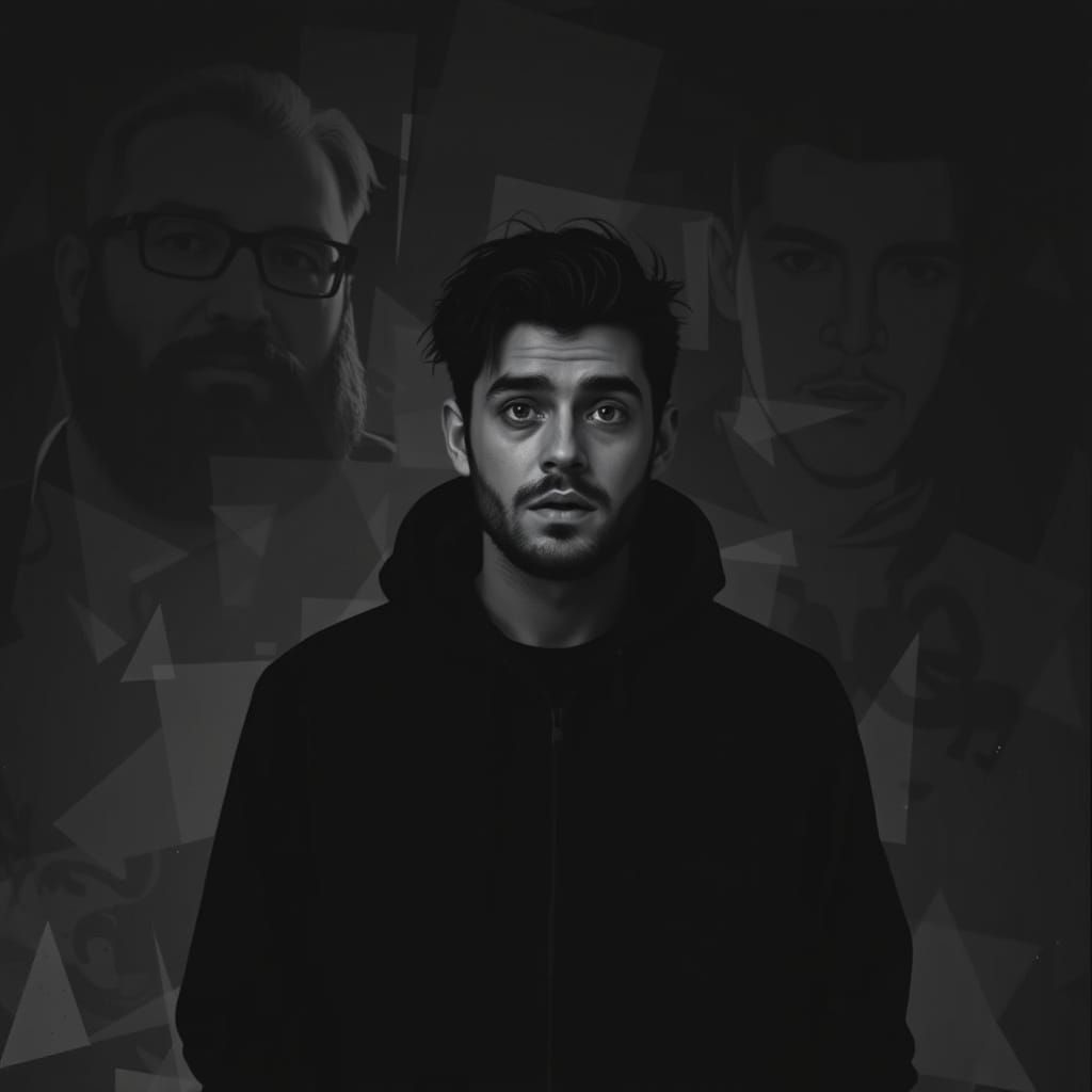 Woman Questioning Reality in Surreal Mindscape