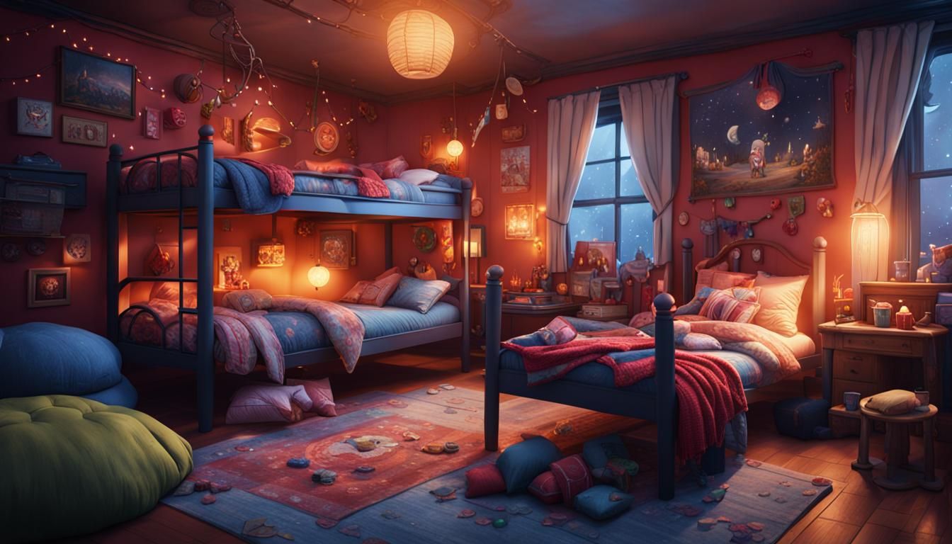 Cozy Children's Slumber Party in Detailed Digital Painting