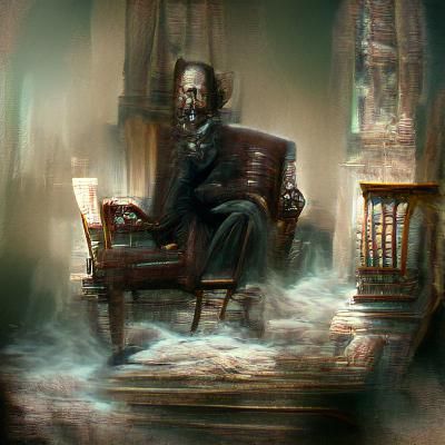 Sinister Charles Dickens Portrait in Armchair