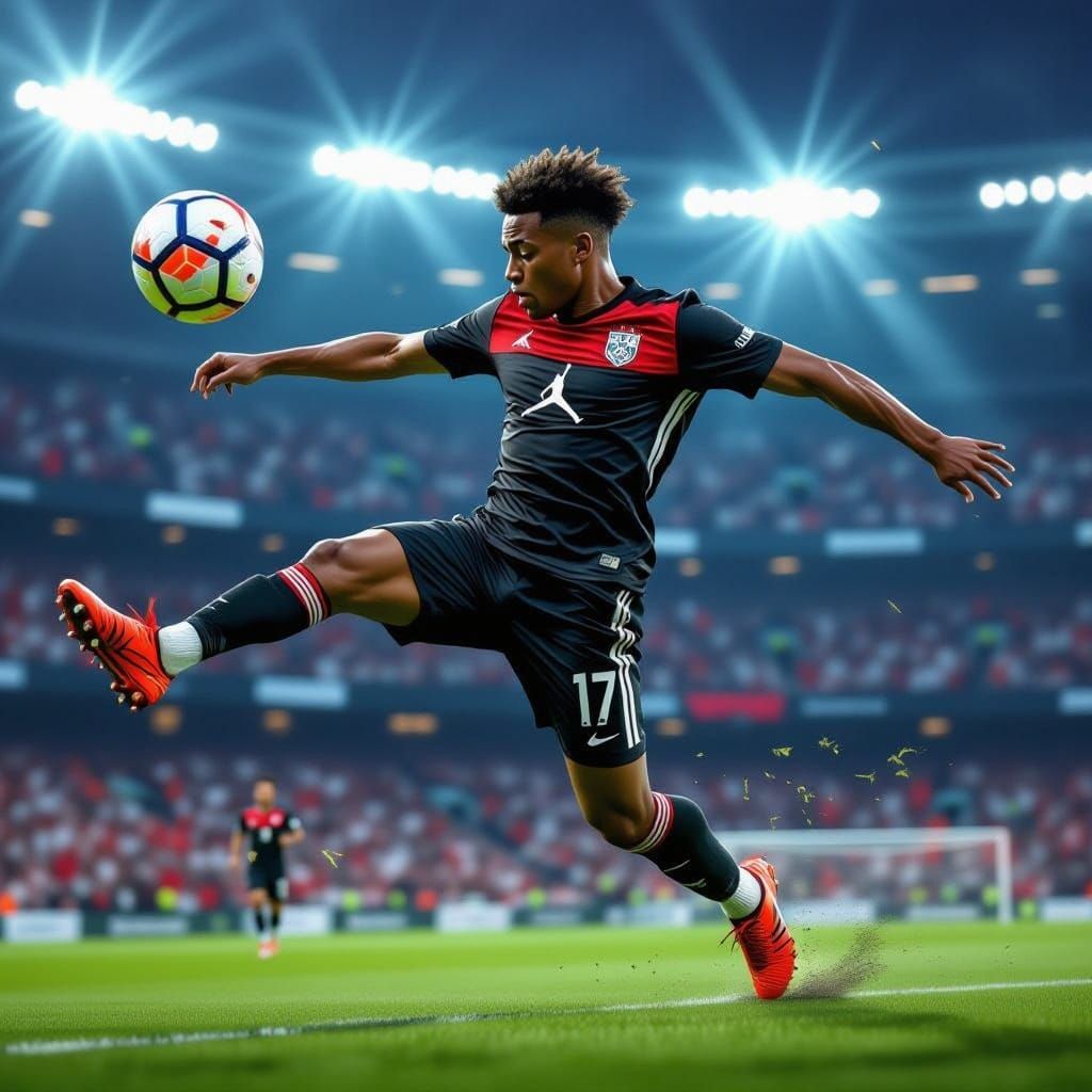 Dynamic Soccer Player Bicycle Kick in Nike Jordan Style