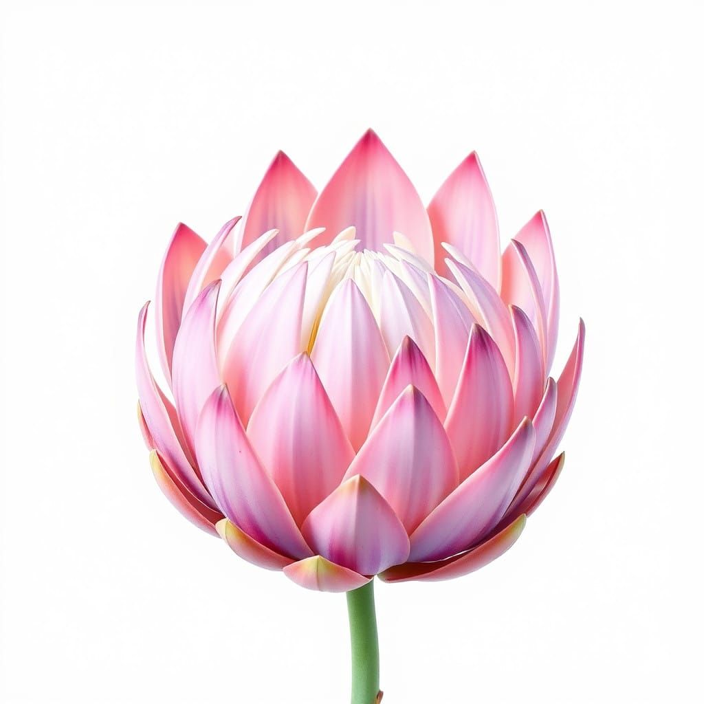 Soft Pink Protea Blooms on Creamy White Background