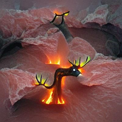 Deer with Lava Antlers: Surreal Digital Art