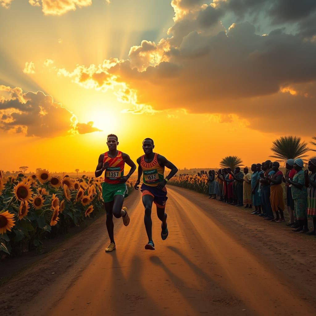 MARATHON RUNNERS AT SUNRISE