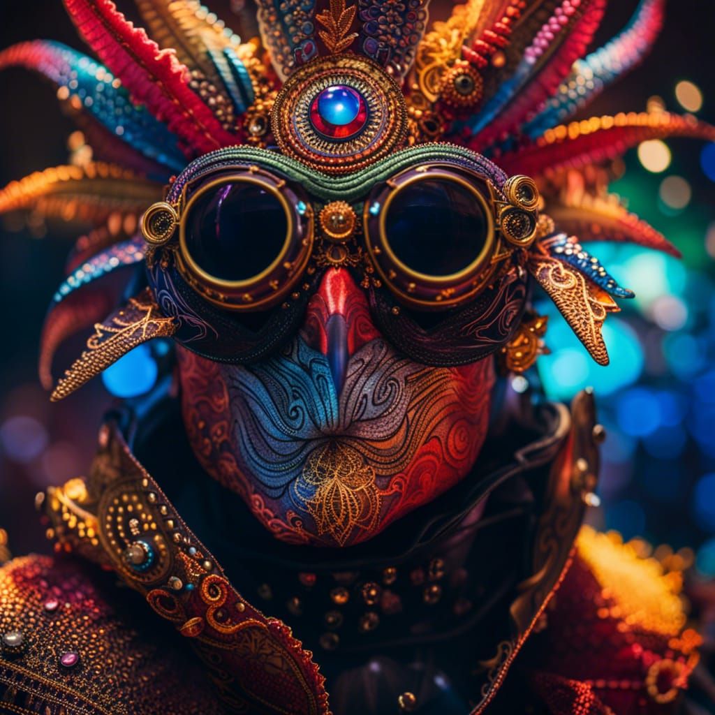 Funky Masquerade Monster with Sunglasses, Maximalist Fantasy