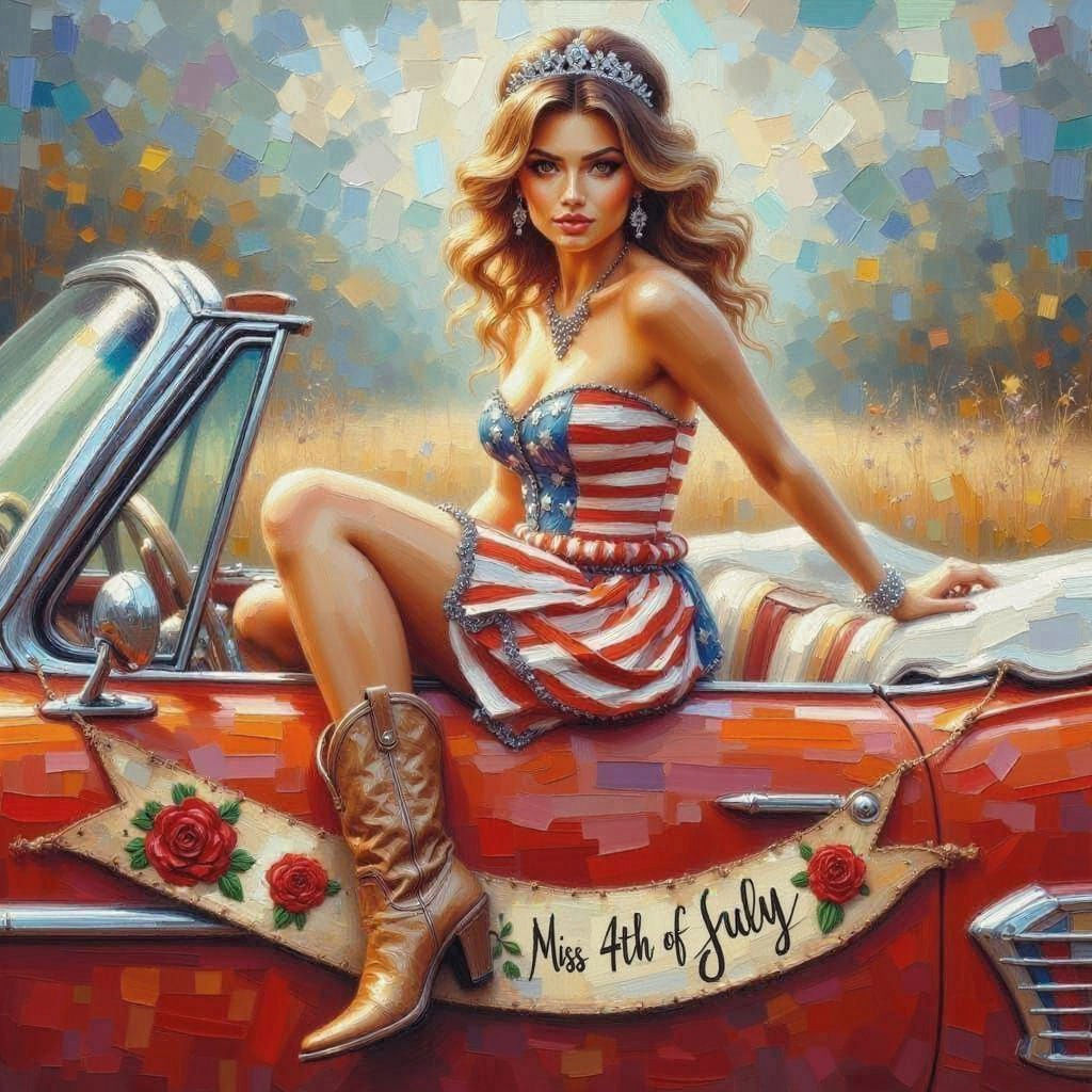 Miss 4th of July in Impasto Style
