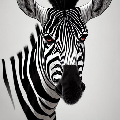 Zebra Portrait in Surrealist Oil Painting Style