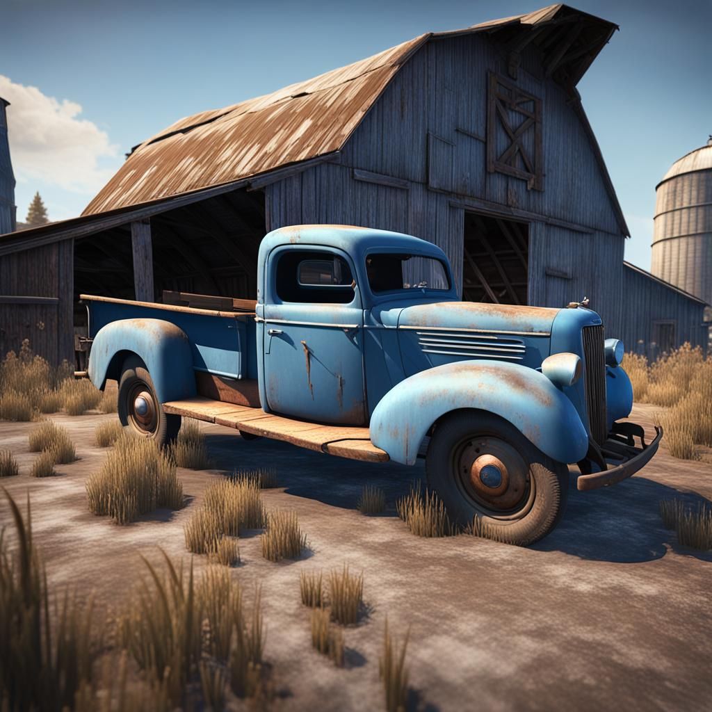 Vintage Ford Truck in Cinematic 3D Game Style