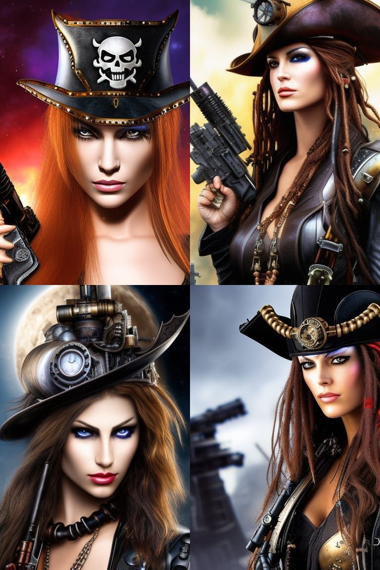 Female Space Pirate Portrait in Luis Royo Style