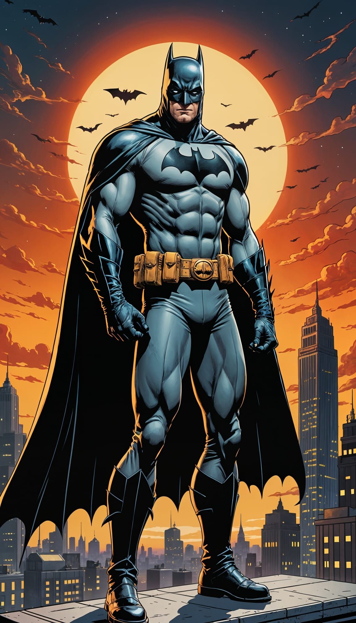 Batman in Midnight Blue and Gray, Inspired by Bruce Timm's A...