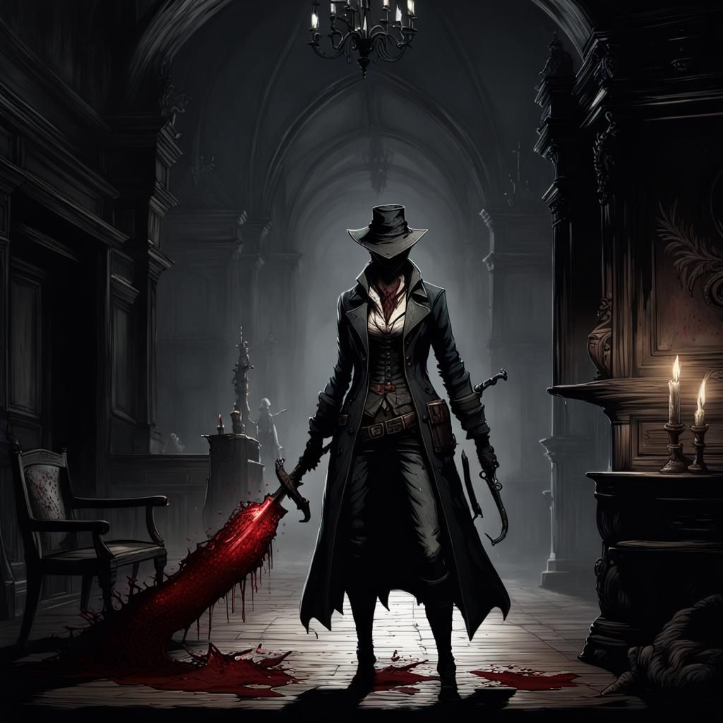 Bloodborne Female Hunter in Dark Setting