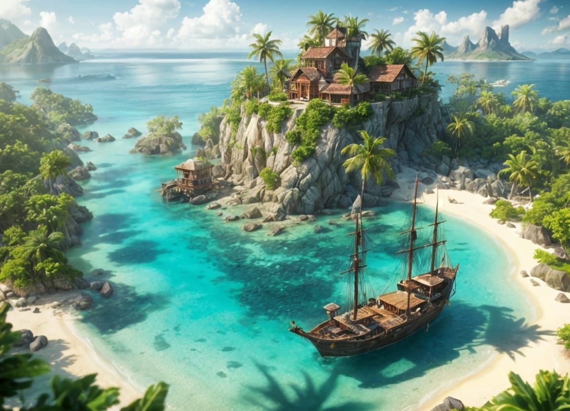 Secluded Paradise Island with Pirate Hideout