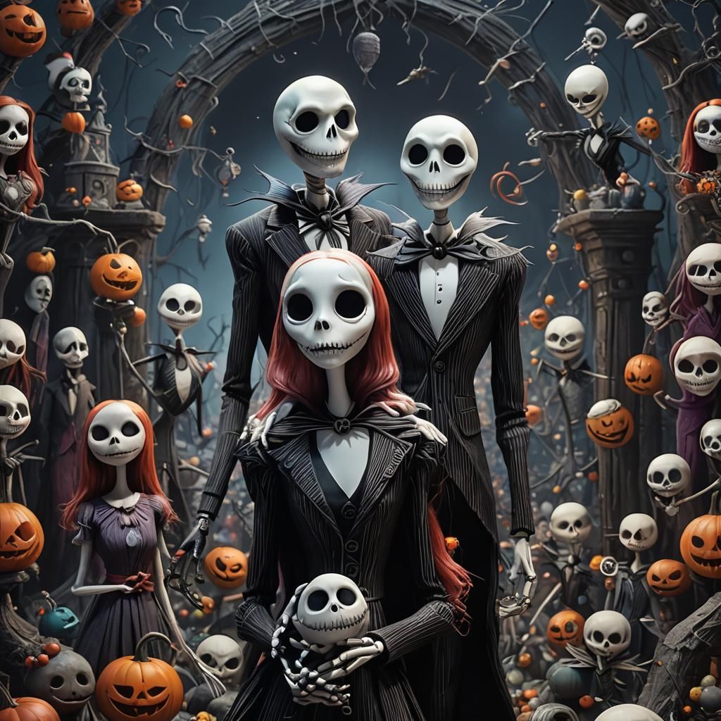 Nightmare Before Christmas Portrait in Detailed Matte Style