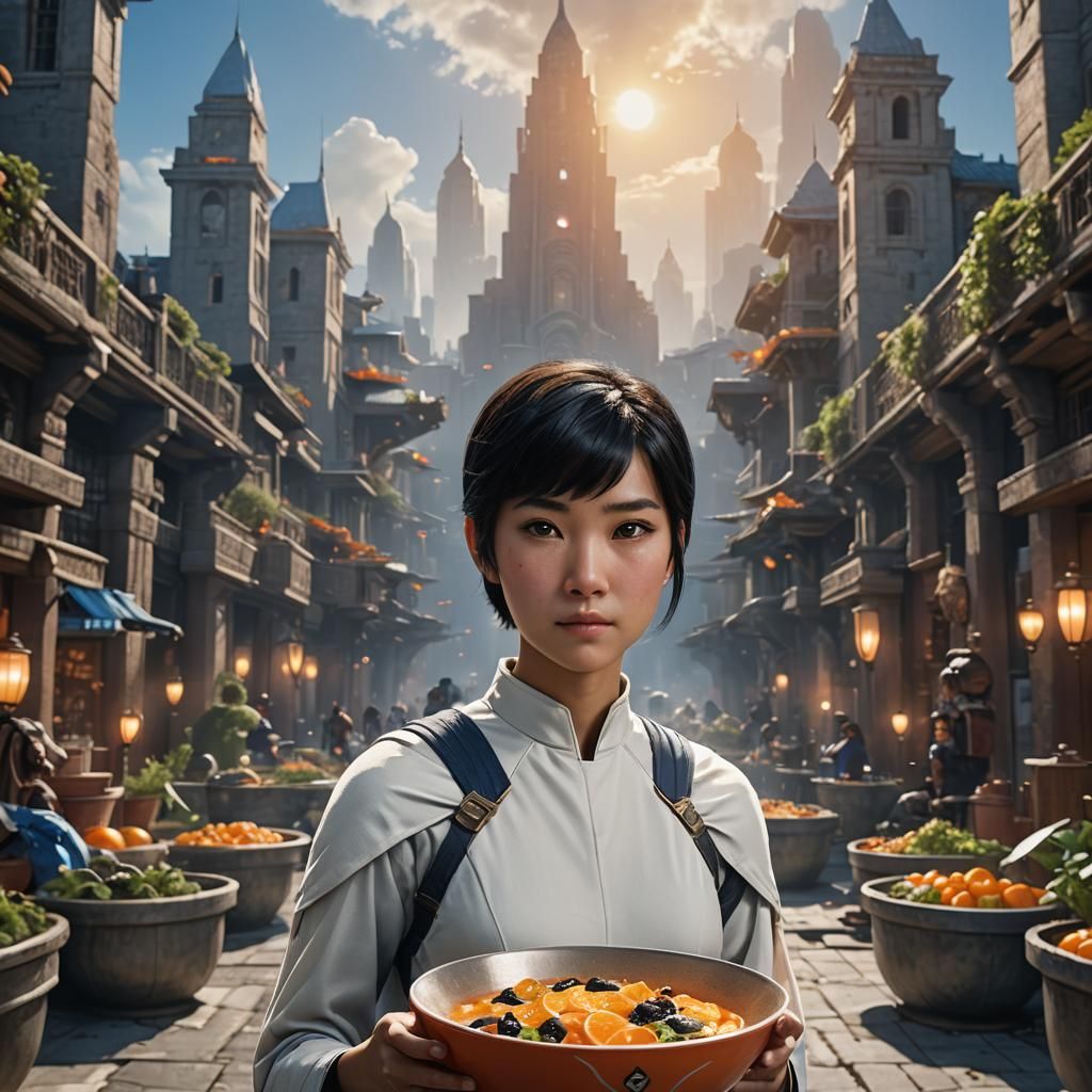 Asian Superheroine Portrait in Fantasy Art Style