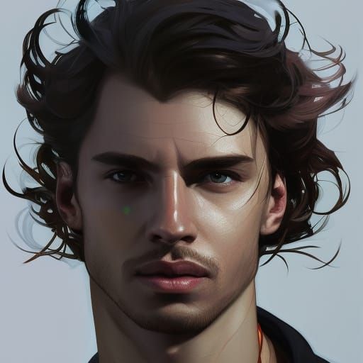 Detailed Portrait of Man in Digital Art Style