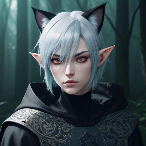 Anime Elf Portrait in Studio Trigger Style