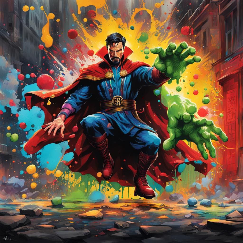 Dr. Strange Graffiti Art Fusion of Superheroes