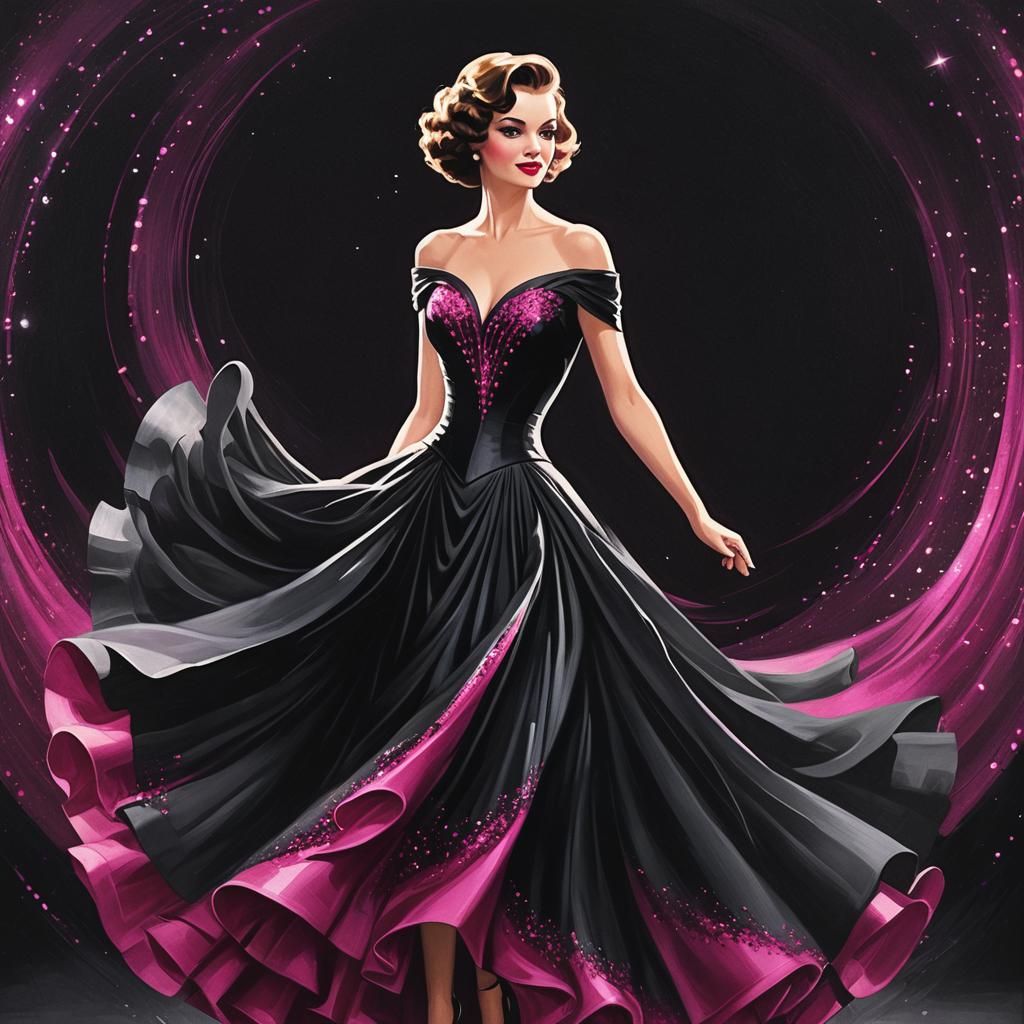 Woman Dancing in Art Deco Lighting