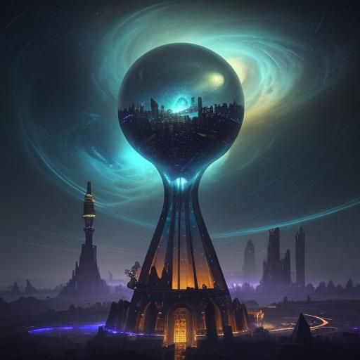 Hourglass City: A Surreal Cosmic Fusion