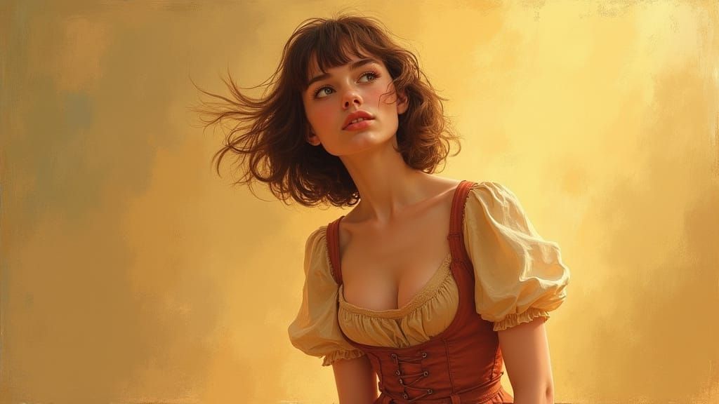 Anne Hathaway as Awkward Teen in Oil Painting Style