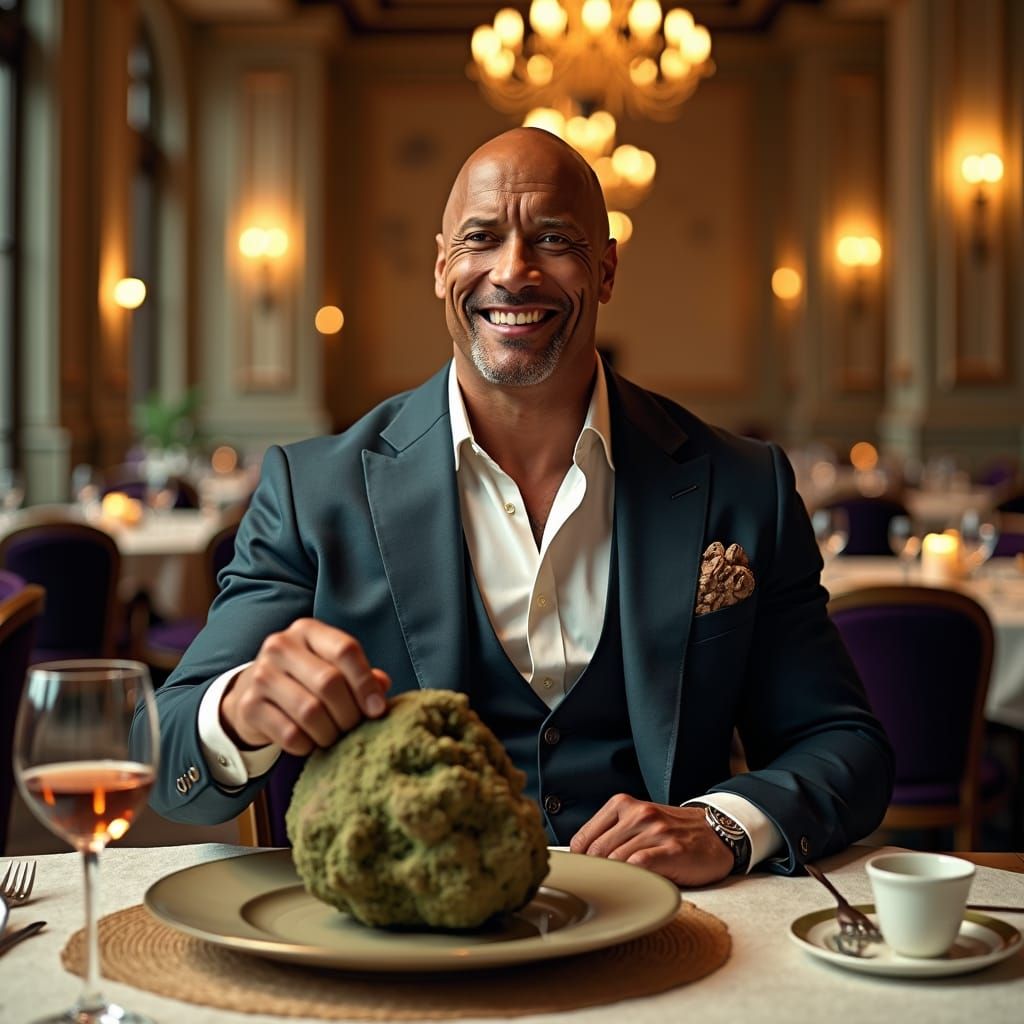 Dwayne Johnson About to Eat a Rock