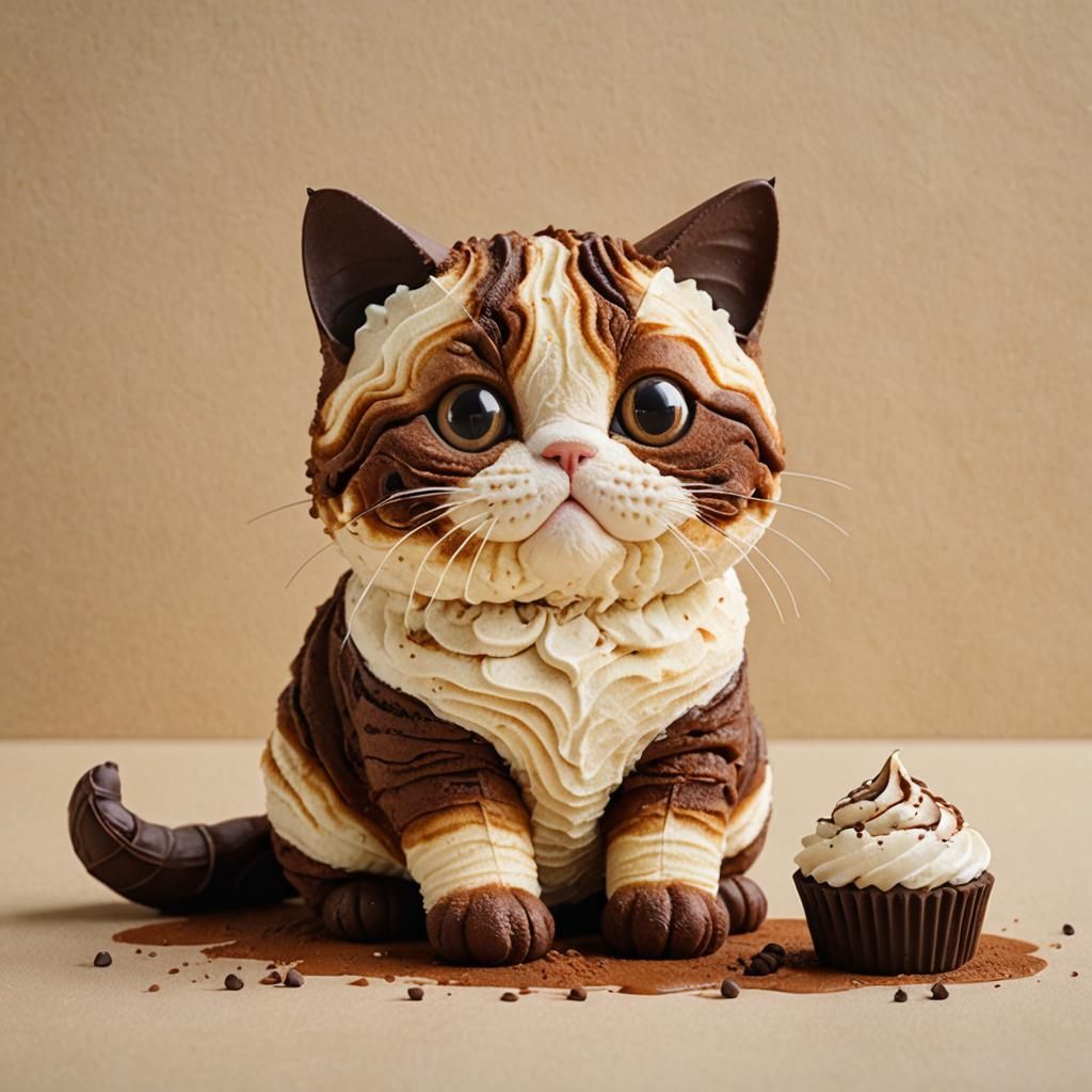Full-Bodied Tiramisu Cat Image