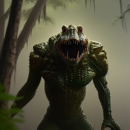 Alligator Swamp Warrior in Biopunk Comic Art