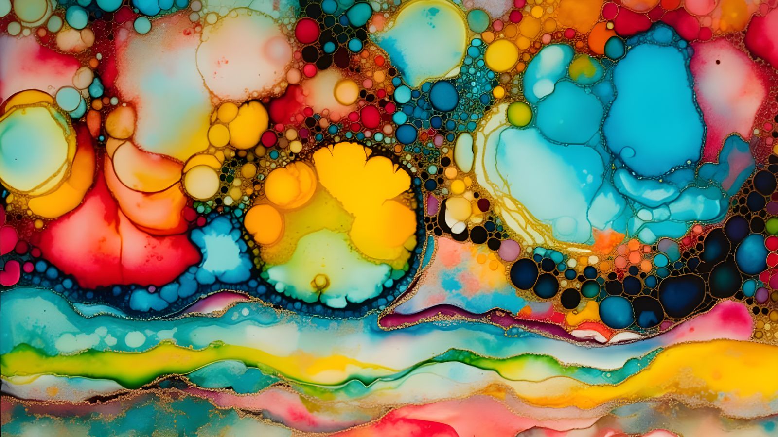 Vibrant Alcohol Inks with Wild Brushstrokes