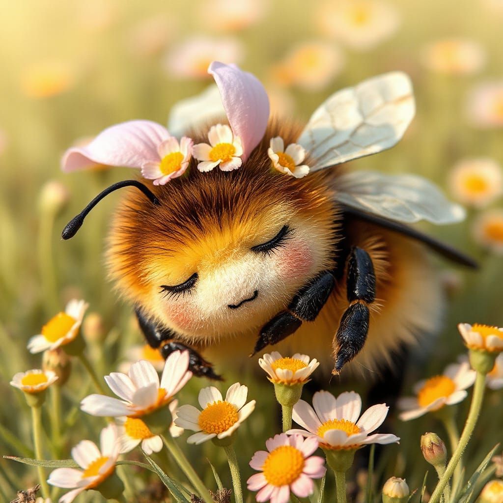 Adorable sleepy bumblebee