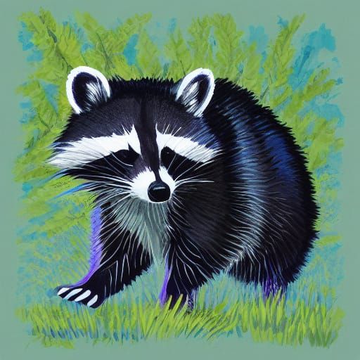 Vibrant Raccoon in Suburban Splendor