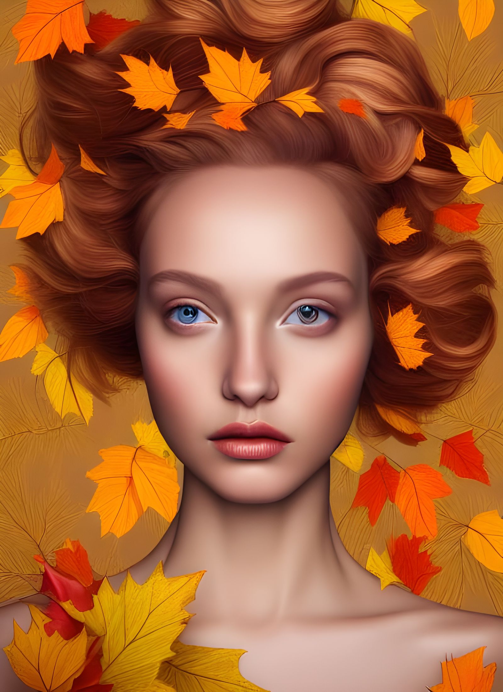 Autumn Princess Portrait in Hyperrealism Style