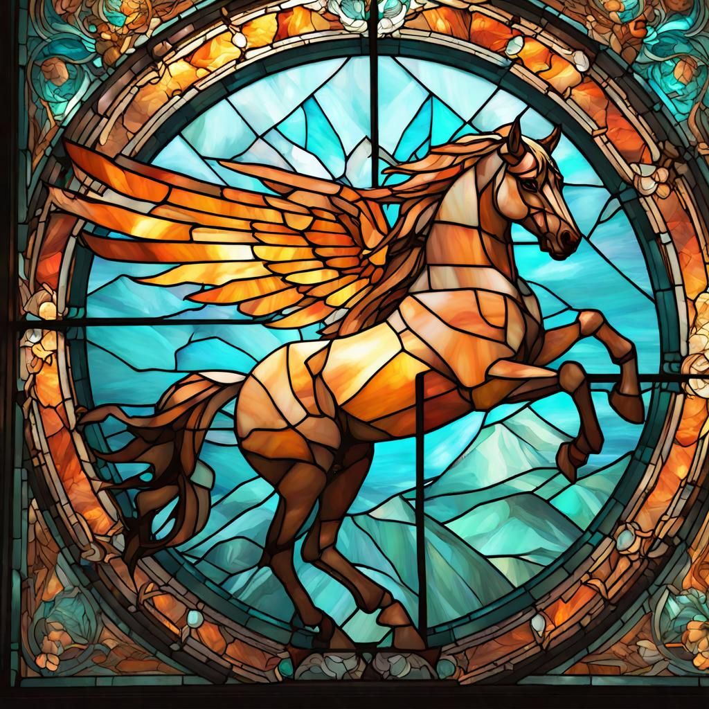 Stained Glass Winged Horse Concept Art