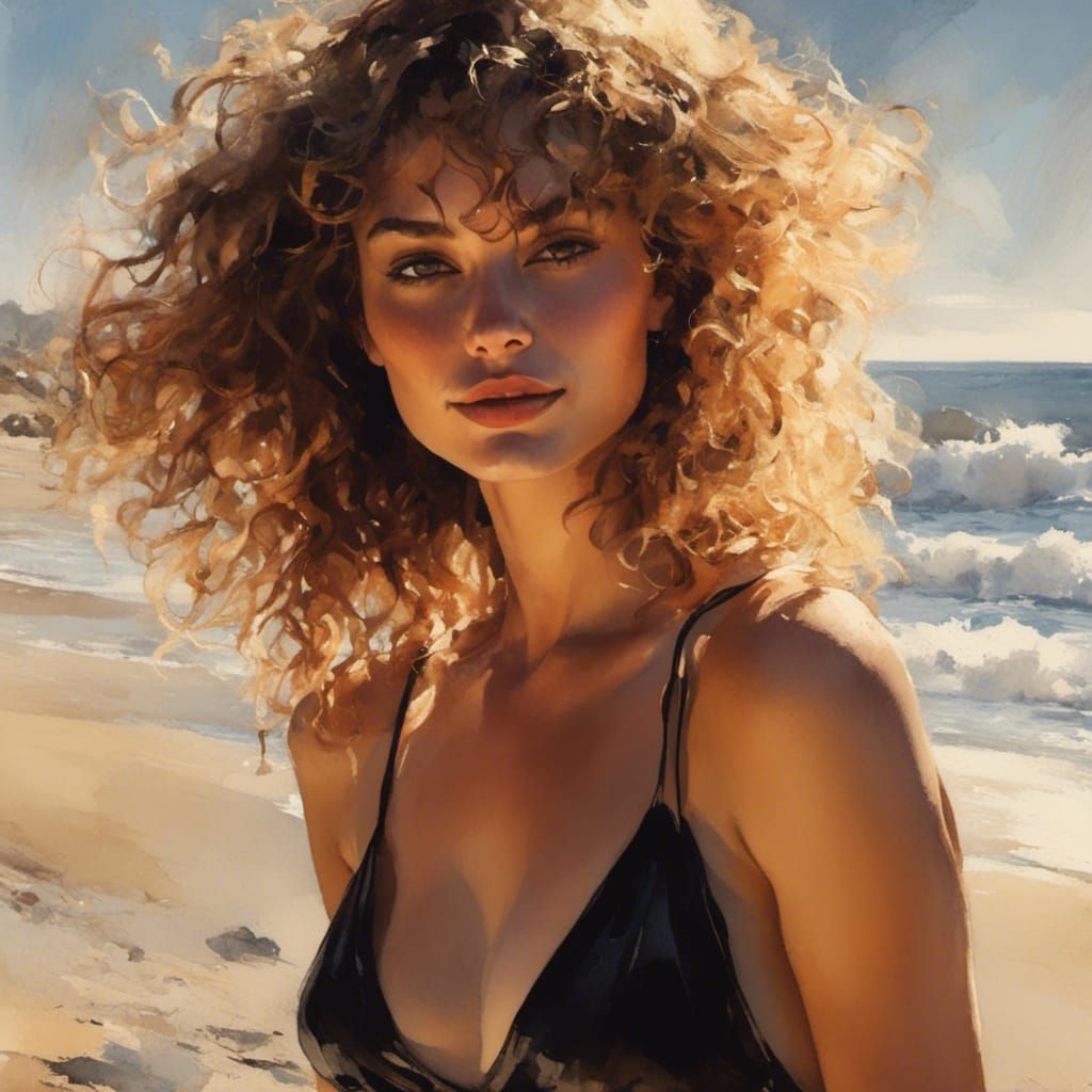 Beach Portrait of Woman in Golden Light