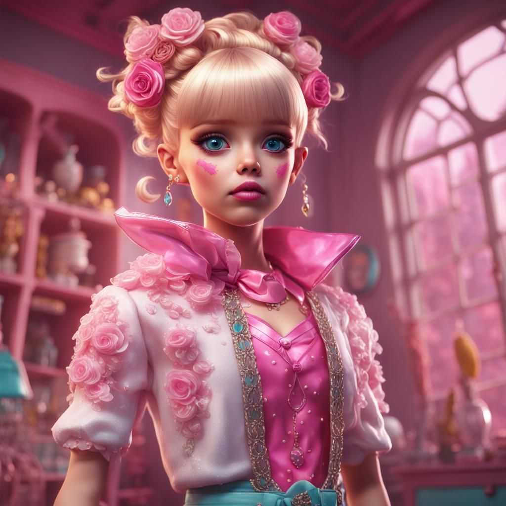 Girly Boy Dolled Up Like Barbie: Digital Matte Painting