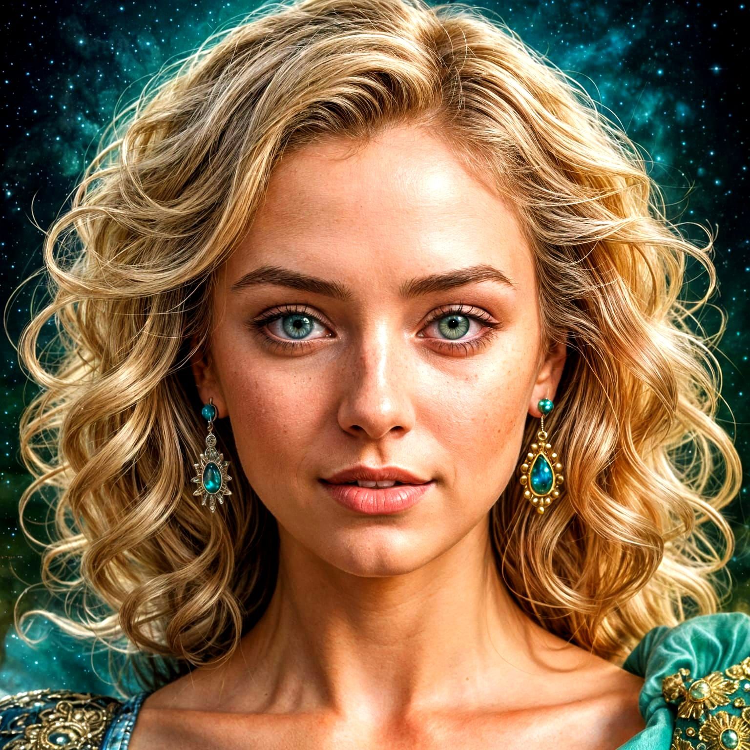 Pencil Sketch of a Glamorous Woman with Freckles