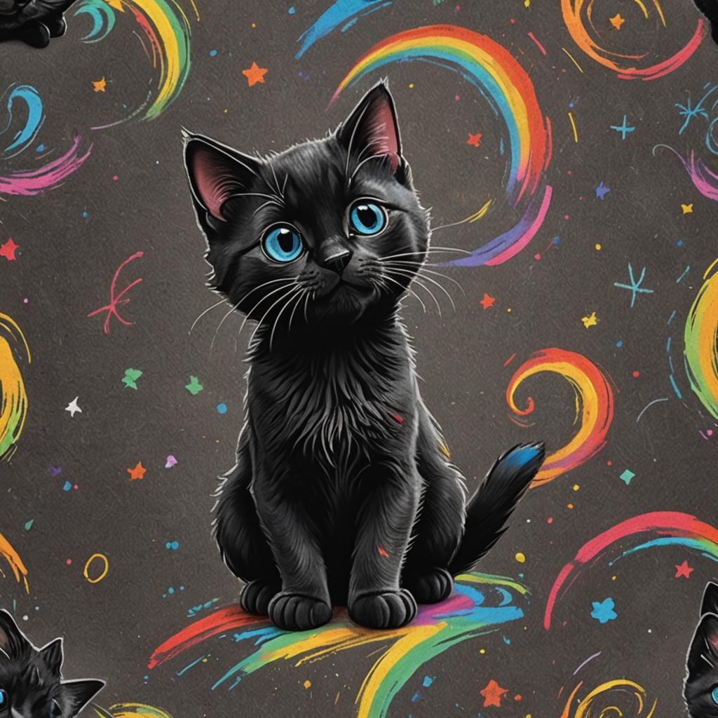 Disney-Pixar Kitten in Chalk Art Style