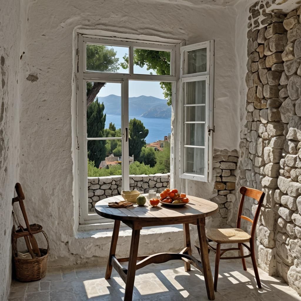 Table with a View: Cycladic House in Greece