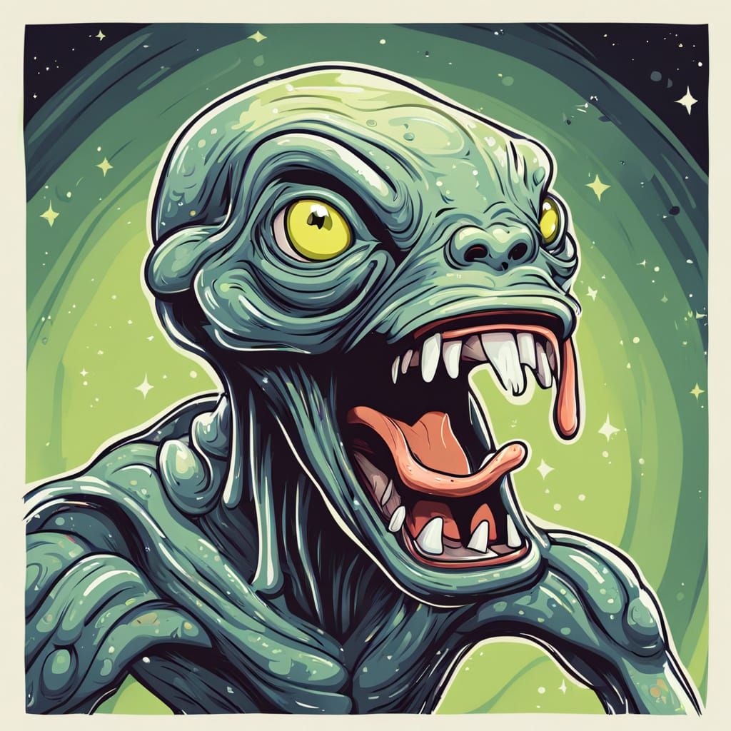 Laid-Back Alien Character in Cartoon Style