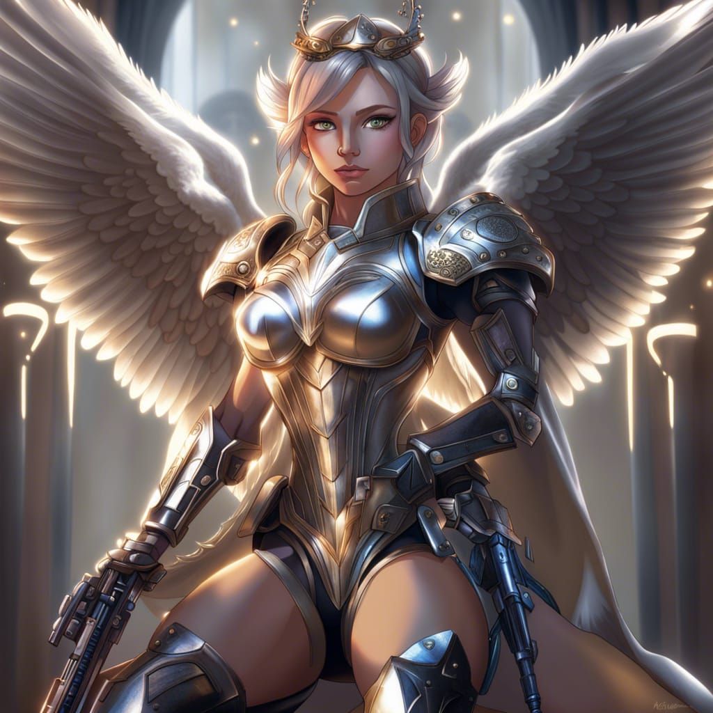 Anime Armored Woman with Laser Gun