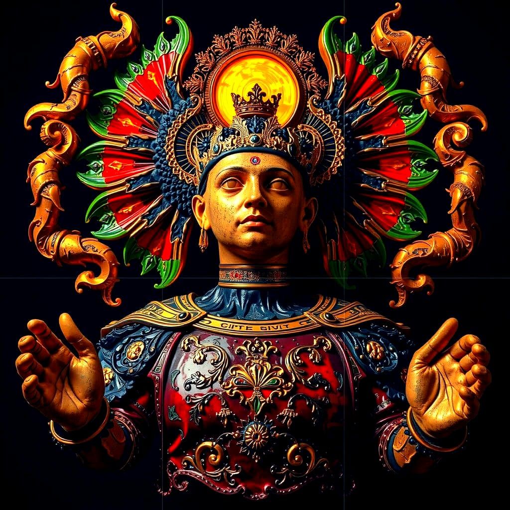 Hyperrealistic Sculpture with Vivid Colors and Dynamic Light...