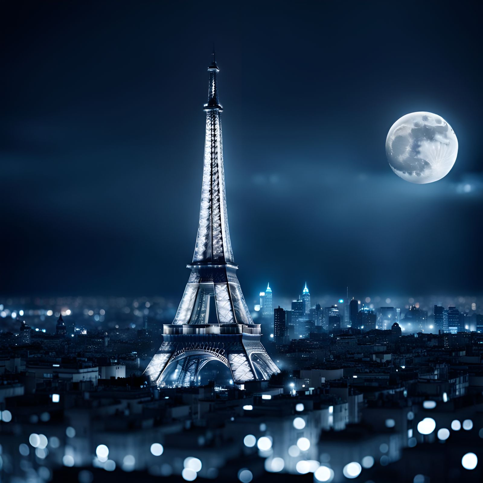 Luminous Eiffel Tower Double Exposure at Night